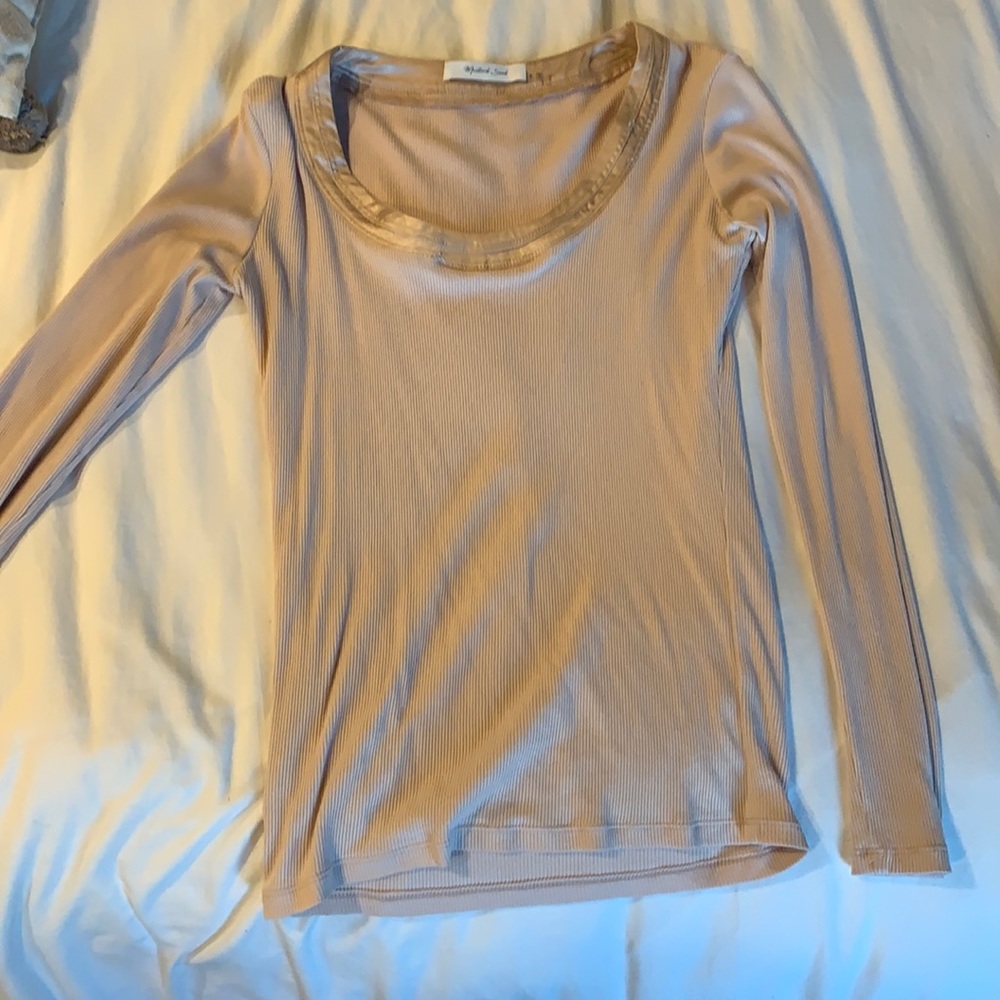 HOPE AVE pink ribbed long sleeve shirt